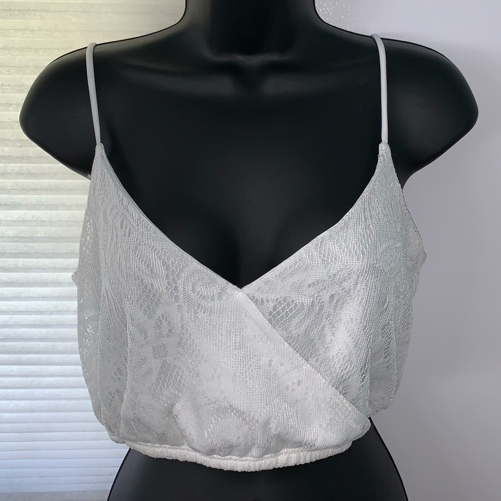 white lace crop top